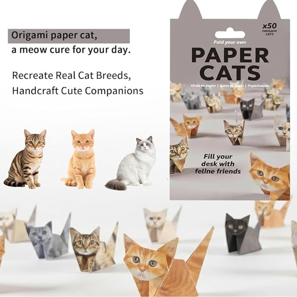 Fold Your Own Paper Cats Origami Kit! 50 Sheets - Multiple Breeds and Sizes! NWT - Picture 7 of 8